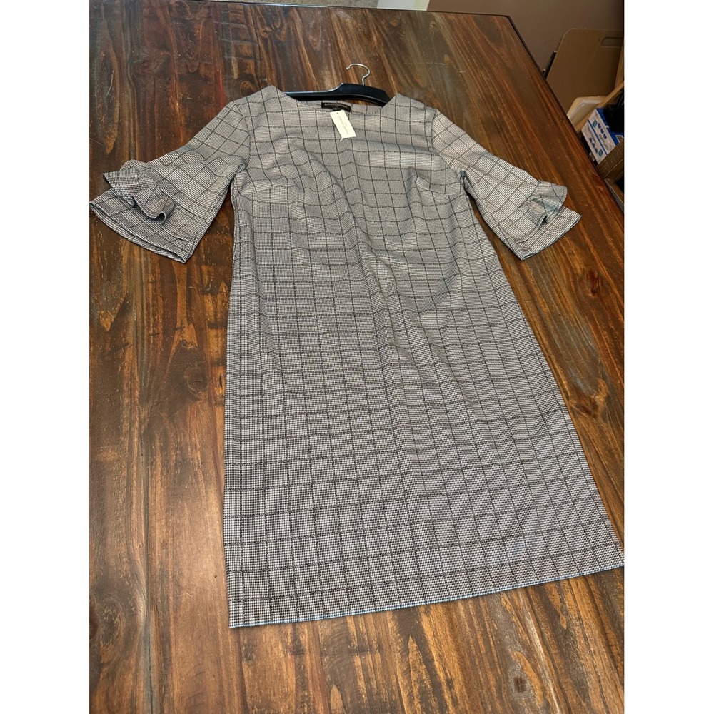 Banana Republic Plaid Career Dress‎ Ruffle Sleeve Sheath Dress Size 4